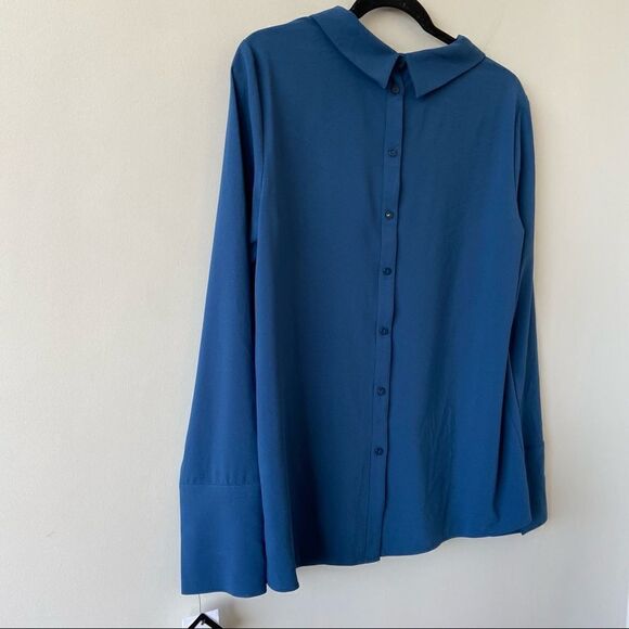 Nwt-halogen Button Back Long Sleeve Blouse (Size:Medium) - Picture 6 of 12